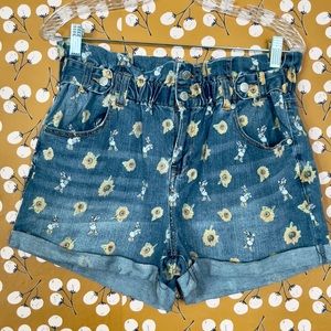 Disney Parks Daisy Duck Denim Paper Bag Shorts